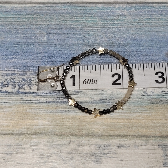 Star Beaded Hoop Earrings. - Picture 4 of 8